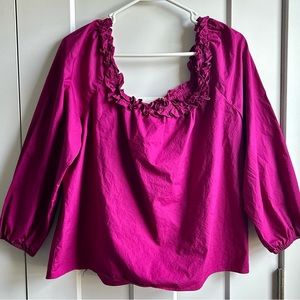 J. Crew ruffle trim top size large